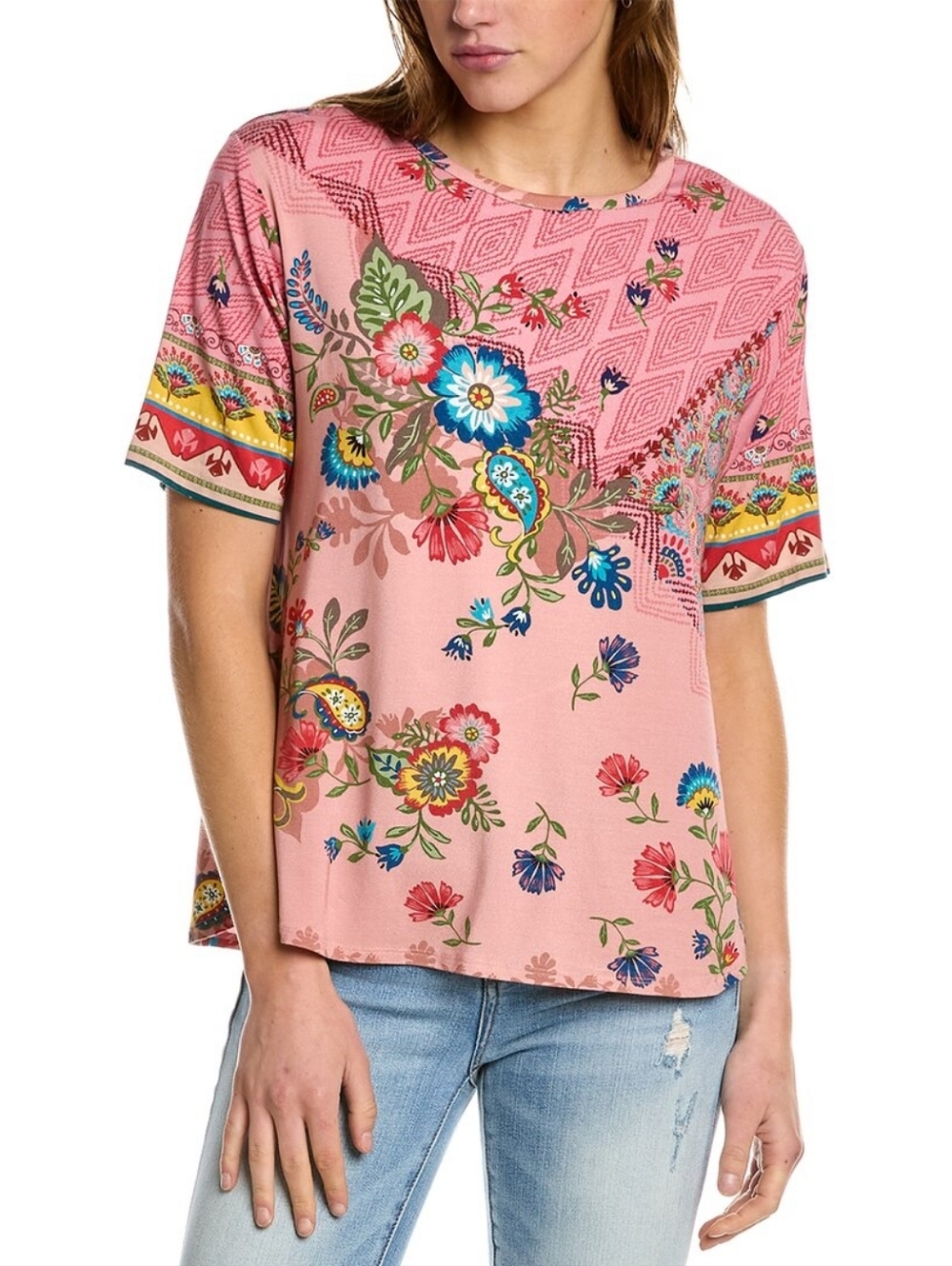 Johnny Was Lakshmi Oversized Cropped Tee